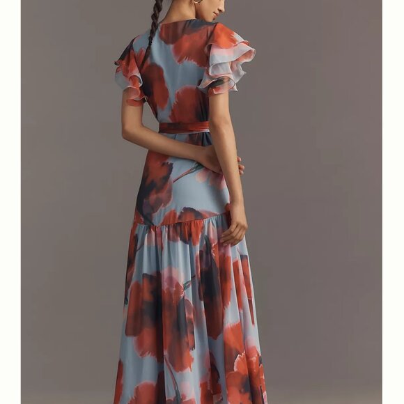 NEW VIRALLLL HUTCH ZOLA anthropologie uffle wrap maxi dress 1x $300 retail - Picture 3 of 3